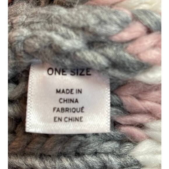 BP. Knit Pink Gray Winter Hat Women's One Size NWT - Picture 3 of 5